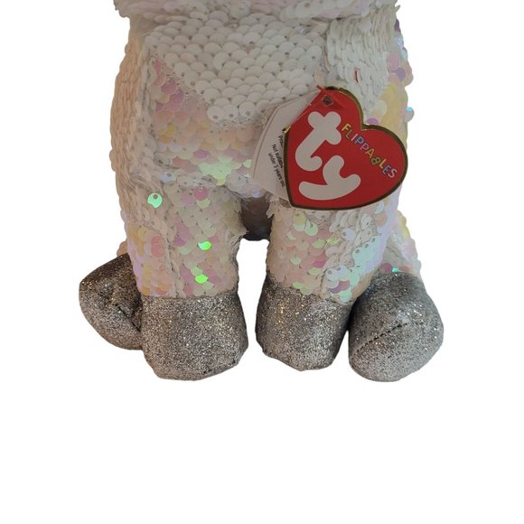 Ty Flippables Unicorn Diamond EUC 10 Inches Tall White Pink Sequins - Picture 3 of 12